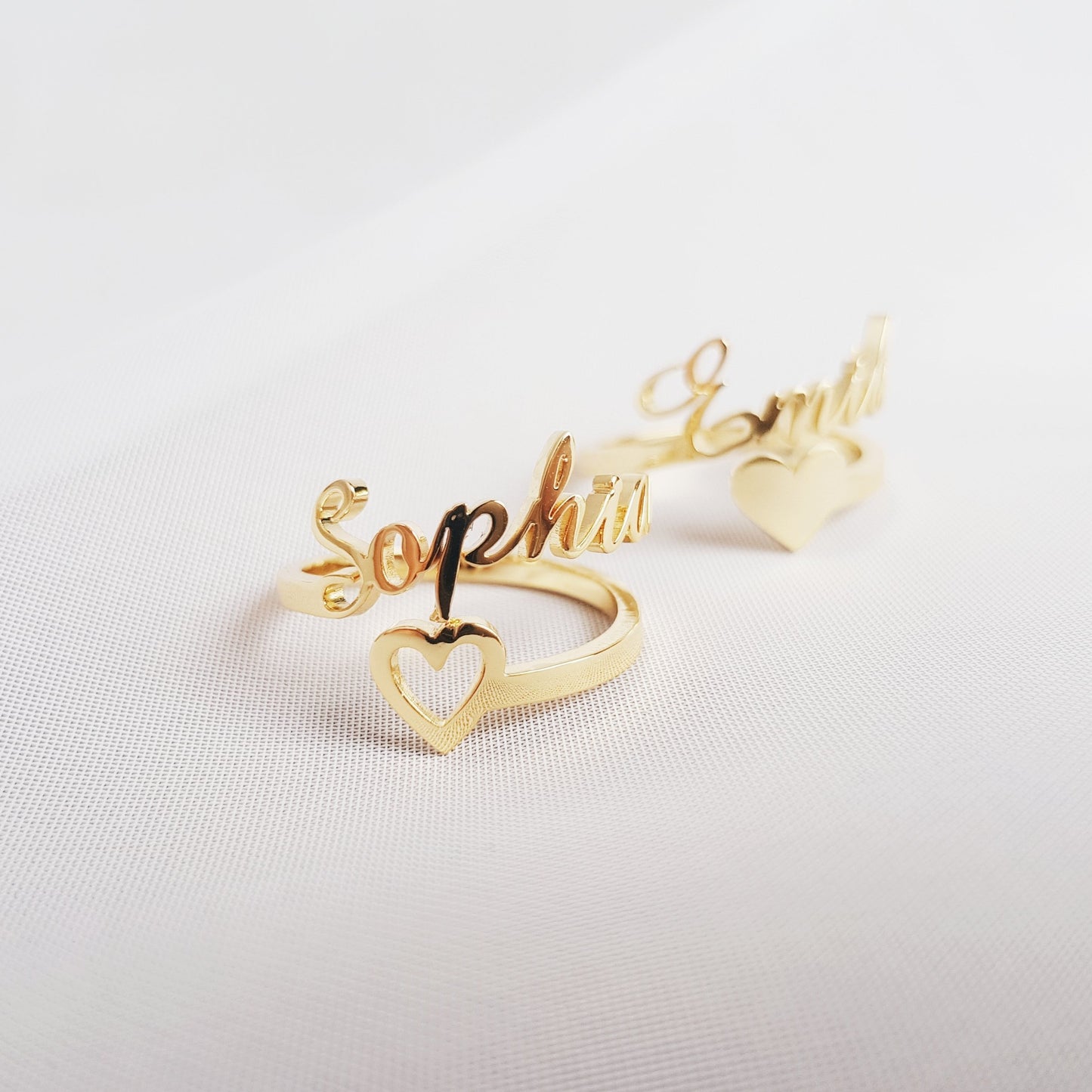 Personalized Single Name Heart Ring