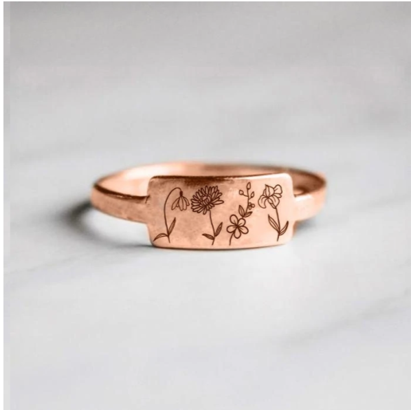 S925 Personalized Birth Flower Ring